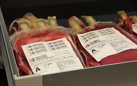 Foto auf dem Blutkonserven abgebildet sind. 