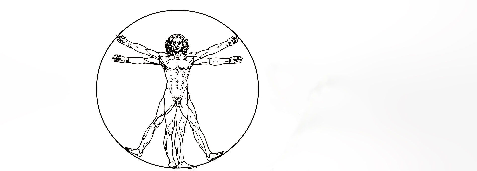 Grafik Vitruvianische Figur:  Darstellung des Mannes nach den vom antiken Architekten und Ingenieur Vitruv(ius) formulierten und idealisierten Proportionen.