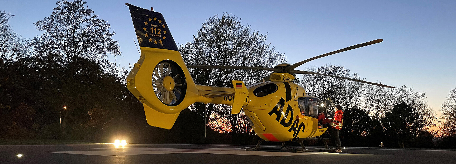 Rettungshubschrauber Christoph 25 nach der Landung auf unserem Hubschrauberlandeplatz am Klinikum Wetzlar.